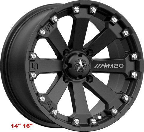 MSA Satin Black M20 Kore 14' 16" Wheel ATV/UTV