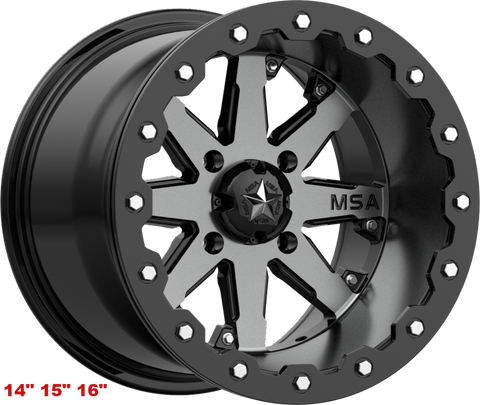 MSA M21 Lok Charcoal Tint Gunmetal  14" 15"16"  Wheel ATV/UTV