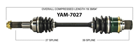 2007-2012 Yamaha Big Bear Grizzly 400 YFM400 rear left CV axle shaft TrakMotive YAM-7027